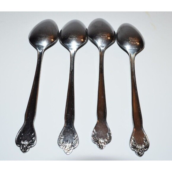 Versailles by MSI Japan Stainless SOUP SPOONS 7.25" Vtg Flatware Set of 4 - Picture 5 of 7